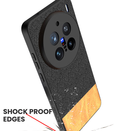 Kapa Soft Fabric & Leather Hybrid Protective Back Cover for Vivo X200 Pro (5G) | Shockproof Slim Hard Anti Slip Back Case (Black,Brown)