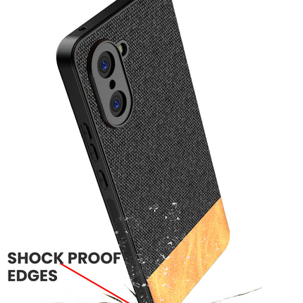 Kapa Soft Fabric & Leather Hybrid Protective Back Cover for OnePlus Nord CE 5 | Shockproof Slim Hard Anti Slip Back Case (Black,Brown)