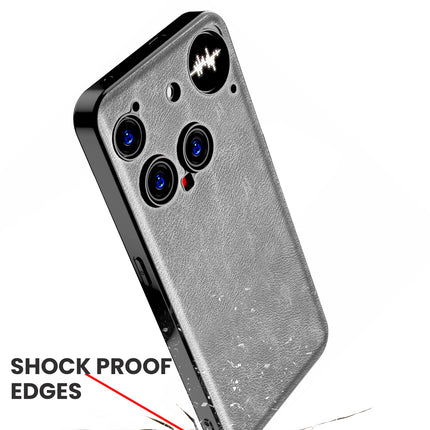 Kapa Tux Leather Back Cover for Nothing Phone 3 5G | Slim Shockproof Camera Protection Bumper Case (Grey) - Mobizang