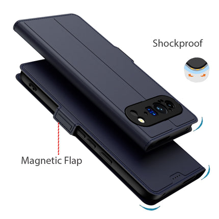 Kapa Noble Slim Magnetic Leather Flip Case Cover for Google Pixel 9 Pro | Card Holder Stand Flip Wallet Case (Blue)