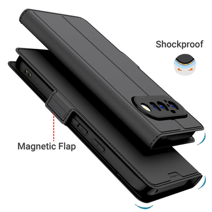 Kapa Noble Slim Magnetic Leather Flip Case Cover for Google Pixel 10 | Card Holder Stand Flip Wallet Case (Black)