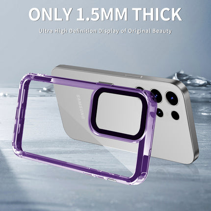 Kapa Warrior Acrylic Clear Back Cover For Samsung Galaxy S25 Ultra | Slim Shockproof [Military Grade Protection] Hybrid Bumper Case (Purple Sides)