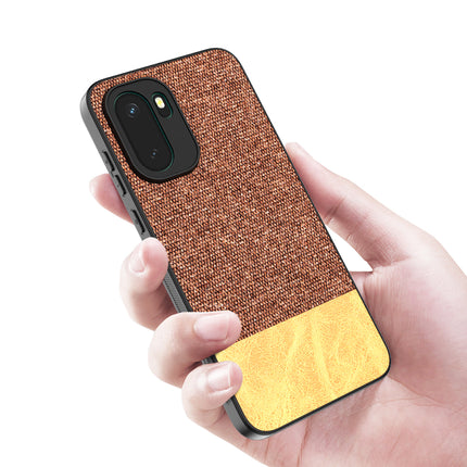 Kapa Soft Fabric & Leather Hybrid Protective Back Cover for OnePlus 15R | Shockproof Slim Hard Anti Slip Back Case (Brown)