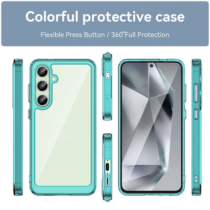 Kapa Unicorn Acrylic Clear Back Cover For Samsung Galaxy S24 FE | Slim Shockproof [Military Grade Protection] Hybrid Bumper Case (Blue Sides)