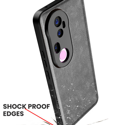 Kapa Tux Leather Back Cover for Vivo T4 Ultra 5G | Slim Shockproof Camera Protection Bumper Case (Grey)