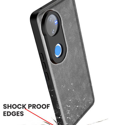 Kapa Tux Leather Back Cover for Vivo V50 5G | Slim Shockproof Camera Protection Bumper Case (Grey)
