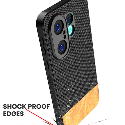 Kapa Soft Fabric & Leather Hybrid Protective Back Cover for Vivo X200 FE 5G | Shockproof Slim Hard Anti Slip Back Case (Black,Brown)
