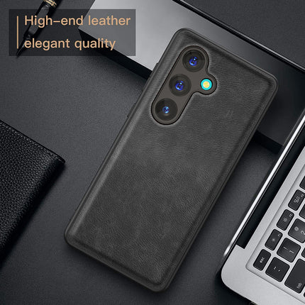 Kapa Tux Leather Back Cover for Samsung Galaxy S24 | Slim Shockproof Camera Protection Bumper Case (Black)