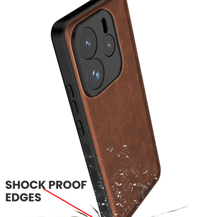 Kapa Tux Leather Back Cover for Redmi Note 14 (5G) | Slim Shockproof Camera Protection Bumper Case (Brown) - Mobizang