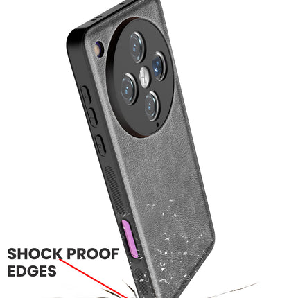 Kapa Tux Leather Back Cover for Oppo Find X8 Pro | Slim Shockproof Camera Protection Bumper Case (Grey)