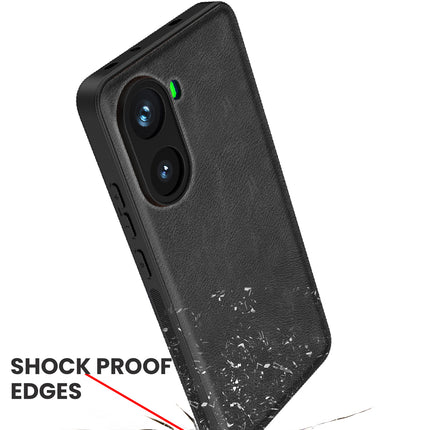 Kapa Tux Leather Back Cover for Poco X7 Pro 5G | Slim Shockproof Camera Protection Bumper Case (Black)