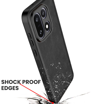 Kapa Tux Leather Back Cover for OnePlus 15 | Slim Shockproof Camera Protection Bumper Case (Black)
