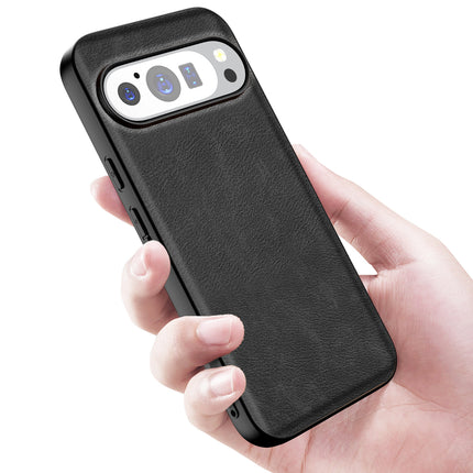 Kapa Tux Leather Back Cover for Google Pixel 9 / Pixel 9 PRO | Slim Shockproof Camera Protection Bumper Case (Black)