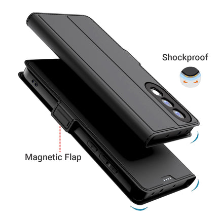 Kapa Noble Slim Magnetic Leather Flip Case Cover for OnePlus Nord 5 | Card Holder Stand Flip Wallet Case (Black)