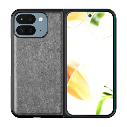Kapa Tux Leather Back Cover for Google Pixel 9 Pro Fold | Slim Shockproof Camera Protection Bumper Case (Grey) - Mobizang