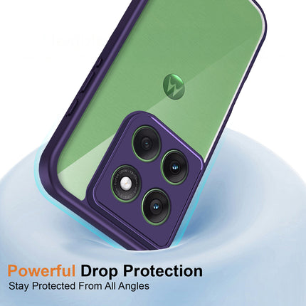 Kapa Hawkeye Clear Slim Tough Back Cover for Moto Edge 70 | Camera Lens Protector Anti Yellow Shockproof Clear Hybrid Case Cover (Purple)