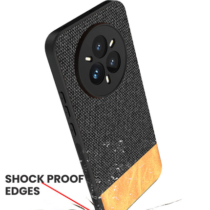 Kapa Soft Fabric & Leather Hybrid Protective Back Cover for Realme 14 Pro 5G | Shockproof Slim Hard Anti Slip Back Case (Black,Brown)