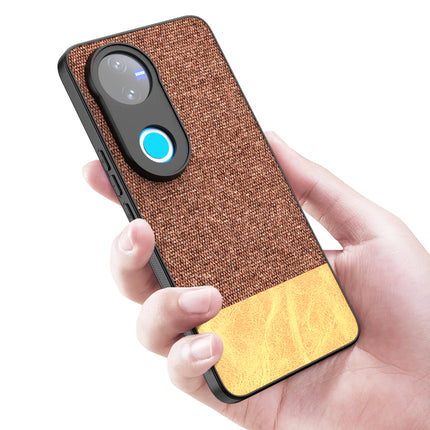 Kapa Soft Fabric & Leather Hybrid Protective Back Cover for Vivo V50 5G | Shockproof Slim Hard Anti Slip Back Case (Brown) - Mobizang