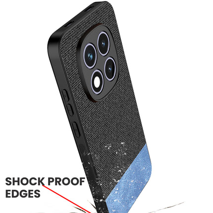 Kapa Soft Fabric & Leather Hybrid Protective Back Cover for Redmi Note 15 Pro 5G | Shockproof Slim Hard Anti Slip Back Case (Black,Blue)