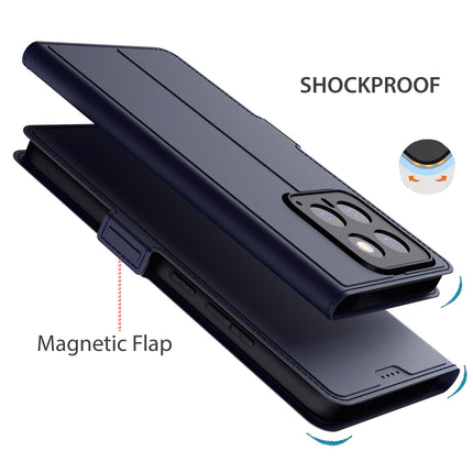 Kapa Noble Slim Magnetic Leather Flip Case Cover for Xiaomi 14 (5G) | Card Holder Stand Flip Wallet Case (Blue)
