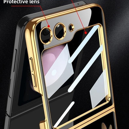 Kapa 9H Glass Back Case for Samsung Galaxy Z Flip6 / Z Flip 6,Ultra Thin Full Body Protection Folding Hard Back Cover, Design Wings