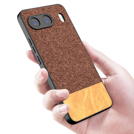 Kapa Soft Fabric & Leather Hybrid Protective Back Cover for OnePlus Nord 4 | Shockproof Slim Hard Anti Slip Back Case (Brown)