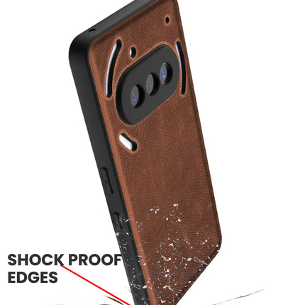 Kapa Tux Leather Back Cover for Nothing Phone 3A 5G | Slim Shockproof Camera Protection Bumper Case (Brown)