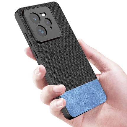 Kapa Soft Fabric & Leather Hybrid Protective Back Cover for Realme GT 7 PRO | Shockproof Slim Hard Anti Slip Back Case (Black,Blue)