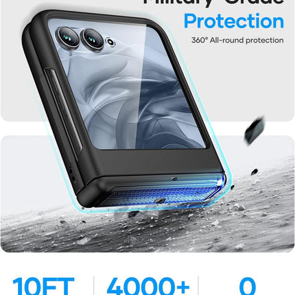 Kapa Textured Grip Hinge Protection Back Cover for Moto Razr 50 Ultra| with [Inbuilt Glass] Full Body Shockproof Hard Back Case (Black)
