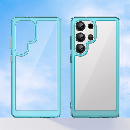 Kapa Unicorn Acrylic Clear Back Cover For Samsung Galaxy S25 Ultra | Slim Shockproof [Military Grade Protection] Hybrid Bumper Case (Blue Sides) - Mobizang