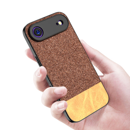 Kapa Soft Fabric & Leather Hybrid Protective Back Cover for Apple iPhone 17 Air | Shockproof Slim Hard Anti Slip Back Case (Brown) - Mobizang