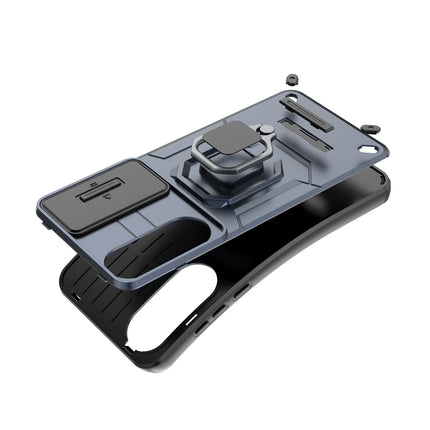 Kapa Armor Slider Back Cover for OnePlus Nord 5 | Inbuilt Ring + Camera Slider Shockproof Lens Protection Bumper Back Case (Blue)