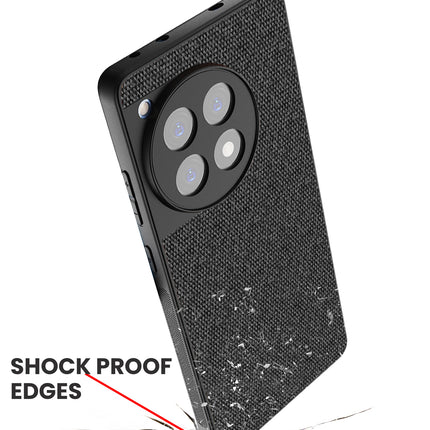 Kapa Soft Full Fabric Protective Back Case Cover for OnePlus 12R | Shockproof Slim Hard Anti Slip Back Case (Black) - Mobizang