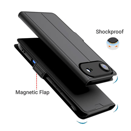Kapa Noble Slim Magnetic Leather Flip Case Cover for Apple iPhone 17 Air | Card Holder Stand Flip Wallet Case (Black)