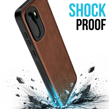 Kapa Tux Leather Back Cover for OnePlus 15R | Slim Shockproof Camera Protection Bumper Case (Brown) - Mobizang