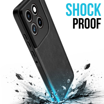 Kapa Tux Leather Back Cover for Moto Edge 70 | Slim Shockproof Camera Protection Bumper Case (Black)