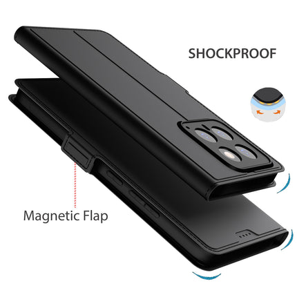 Kapa Noble Slim Magnetic Leather Flip Case Cover for Xiaomi 14 (5G) | Card Holder Stand Flip Wallet Case (Black)
