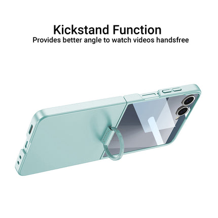 Kapa Ultra Thin PC + D Ring Back Case for Samsung Galaxy Flip7 / Z Flip 7 |with [Inbuilt Glass] Shockproof Slim Hard Protective Cover (Mint Green)