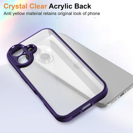 Kapa Hawkeye Clear Back Cover for Apple iPhone 16 | Camera Lens Protector Shockproof Slim Clear Case Cover (Purple Sides)