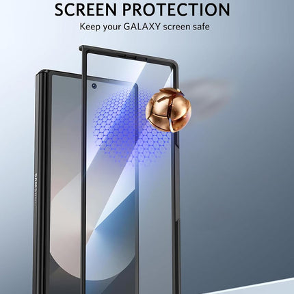 Kapa Textured Grip S Pen Holder Hinge Protection Back Cover for Samsung Galaxy Z Fold6 / Fold 6 | with Inbuilt Glass , Kickstand & S Pen Slot Case (Black)