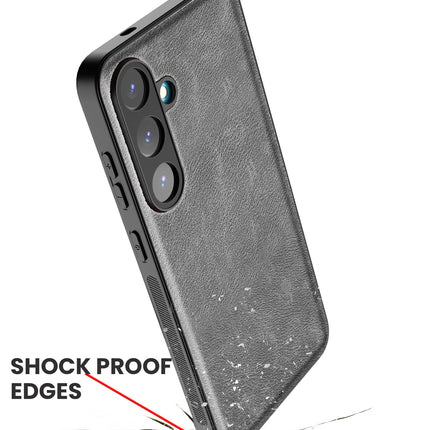 Kapa Tux Leather Back Cover for Samsung Galaxy S25 Plus | Slim Shockproof Camera Protection Bumper Case (Grey) - Mobizang