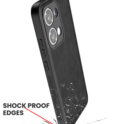 Kapa Tux Leather Back Cover for Oppo Reno 13 5G | Slim Shockproof Camera Protection Bumper Case (Black)