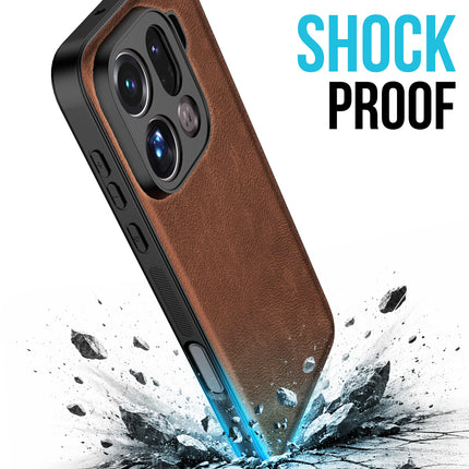 Kapa Tux Leather Back Cover for Oppo Find X9 Pro | Slim Shockproof Camera Protection Bumper Case (Brown) - Mobizang