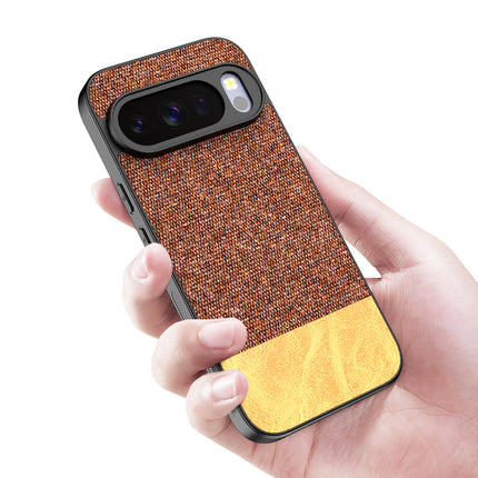 Kapa Soft Fabric & Leather Hybrid Protective Back Cover for Google Pixel 10 Pro | Shockproof Slim Hard Anti Slip Back Case (Brown)