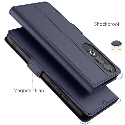 Kapa Noble Slim Magnetic Leather Flip Case Cover for OnePlus Nord CE 4 | Card Holder Stand Flip Wallet Case (Blue)