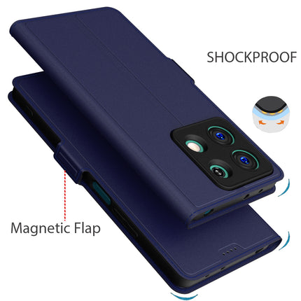 Kapa Noble Slim Magnetic Leather Flip Case Cover for Redmi Note 13 (5G) | Card Holder Stand Flip Wallet Case (Blue)
