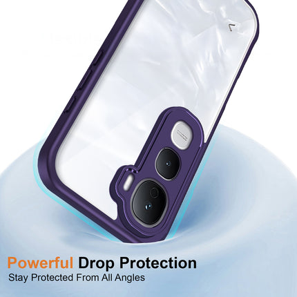Kapa Hawkeye Clear Slim Tough Back Cover for Vivo Y400 Pro 5G | Camera Lens Protector Anti Yellow Shockproof Clear Hybrid Case Cover (Purple Sides) - Mobizang