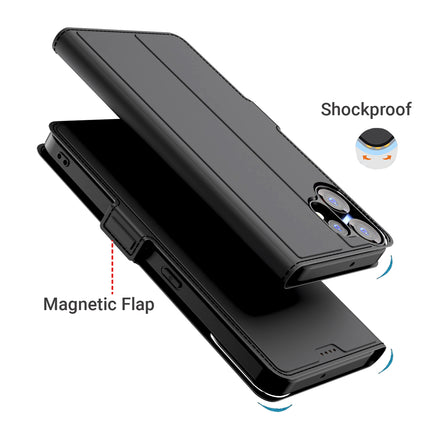 Kapa Noble Slim Magnetic Leather Flip Case Cover for CMF Phone 2 Pro | Card Holder Stand Flip Wallet Case (Black) - Mobizang