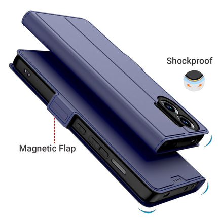 Kapa Noble Slim Magnetic Leather Flip Case Cover for Oppo K13 Turbo / K13 Turbo Pro | Card Holder Stand Flip Wallet Case (Blue)