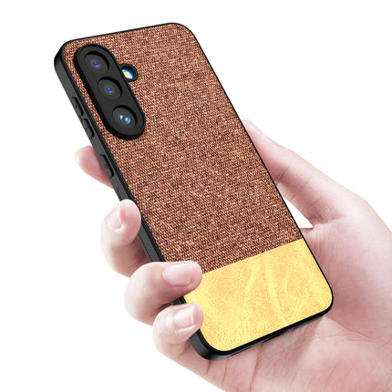 Kapa Soft Fabric & Leather Hybrid Protective Back Cover for Samsung Galaxy M36 / F36 5G | Shockproof Slim Hard Anti Slip Back Case (Brown)
